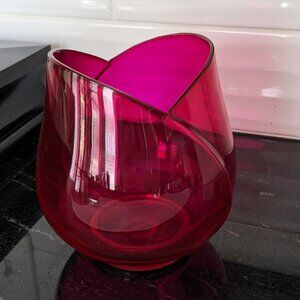 Teleflora FTD 5" Bright Pink Rose Bud Heart Shaped Tulip Vase